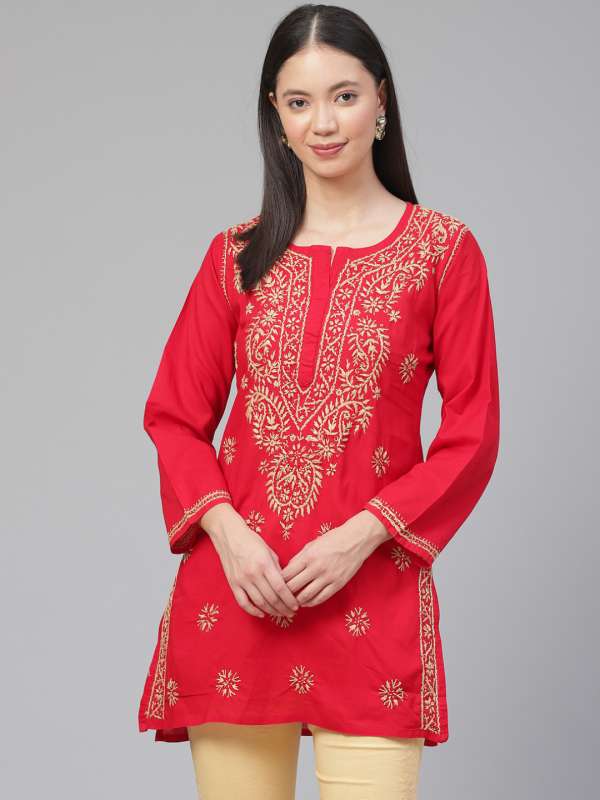 myntra chikankari kurtas