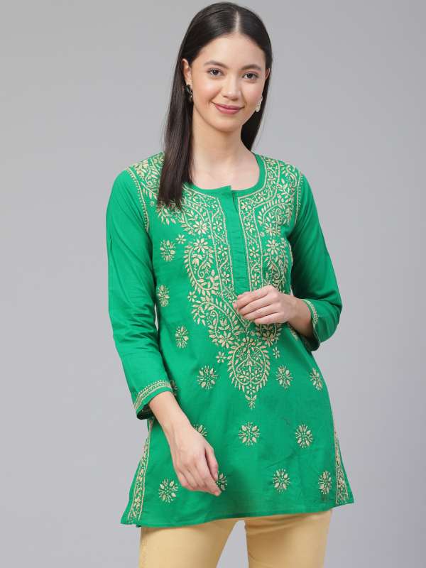 myntra chikankari kurtas