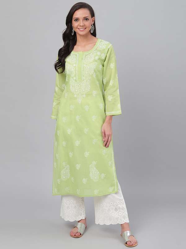 Myntra chikankari kurtas clearance