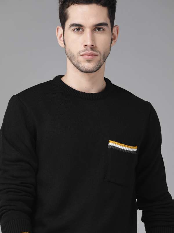 Lifestyle Sweaters Men Black Solid Sweater Buy Lifestyle