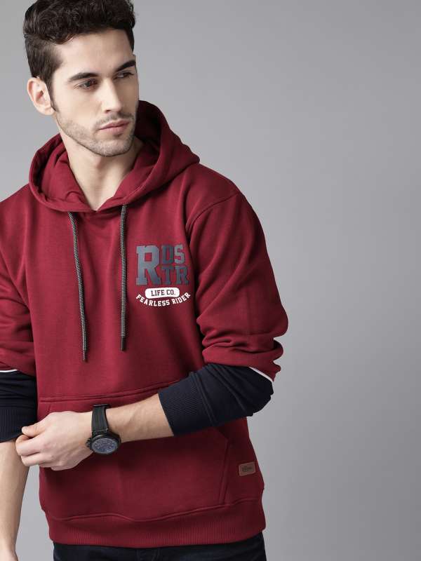 Men Solid Maroon Sweatshirts Buy Men Solid Maroon Sweatshirts online in India