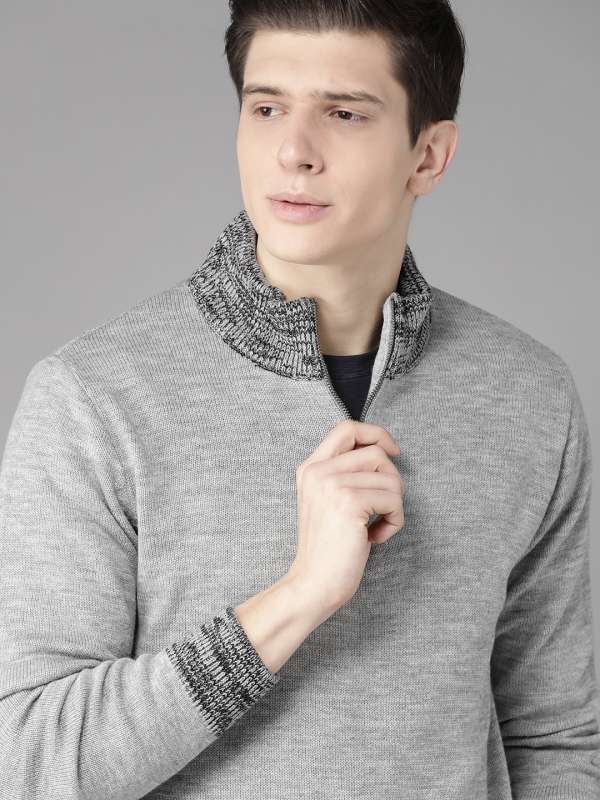 Sweaters Men Grey Solid Sweater Buy Sweaters Men Grey Solid Sweater online in India