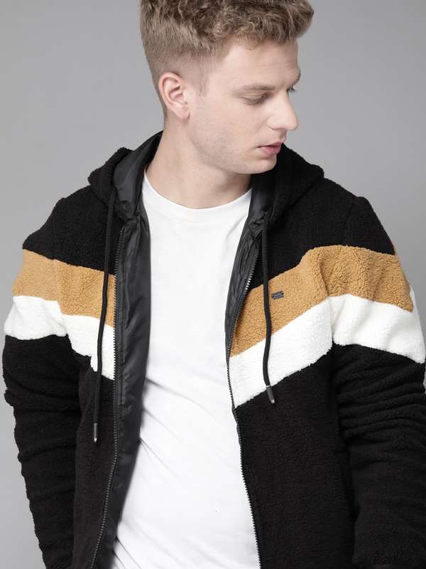 Black and white sherpa jacket clearance