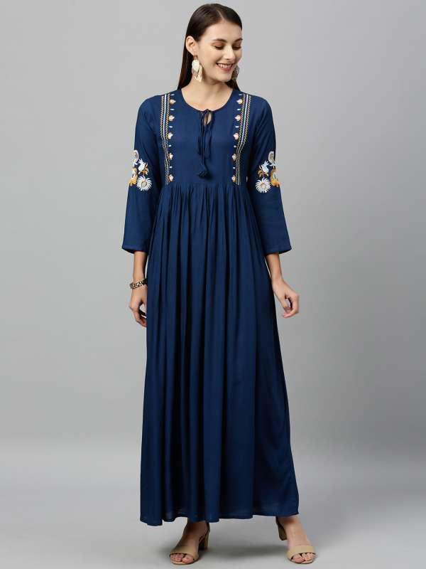 teal blue long dress