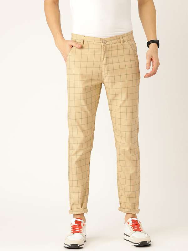 checked yellow trousers