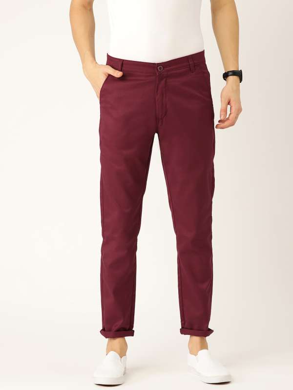 TIEFAB Regular Fit Men Maroon Trousers  Buy TIEFAB Regular Fit Men Maroon  Trousers Online at Best Prices in India  Flipkartcom