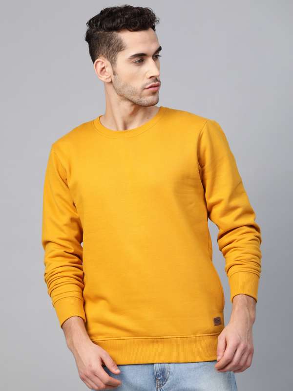 Buy Roadster Men Mustard Solid Sweatshirt Sweatshirts for Men 12111518 Myntra