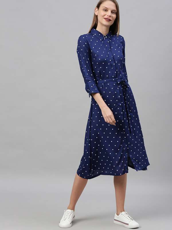 Navy spot shirt dress clearance