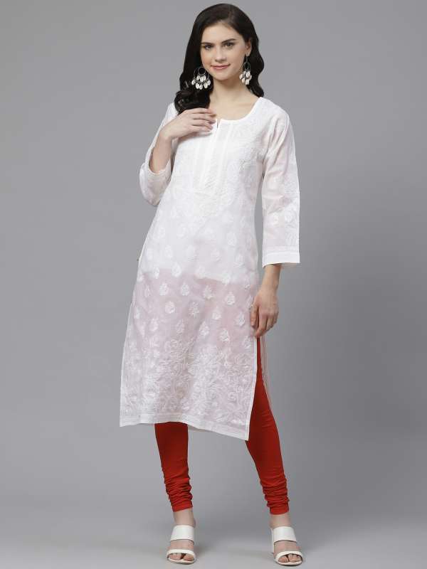 White sale churidar top