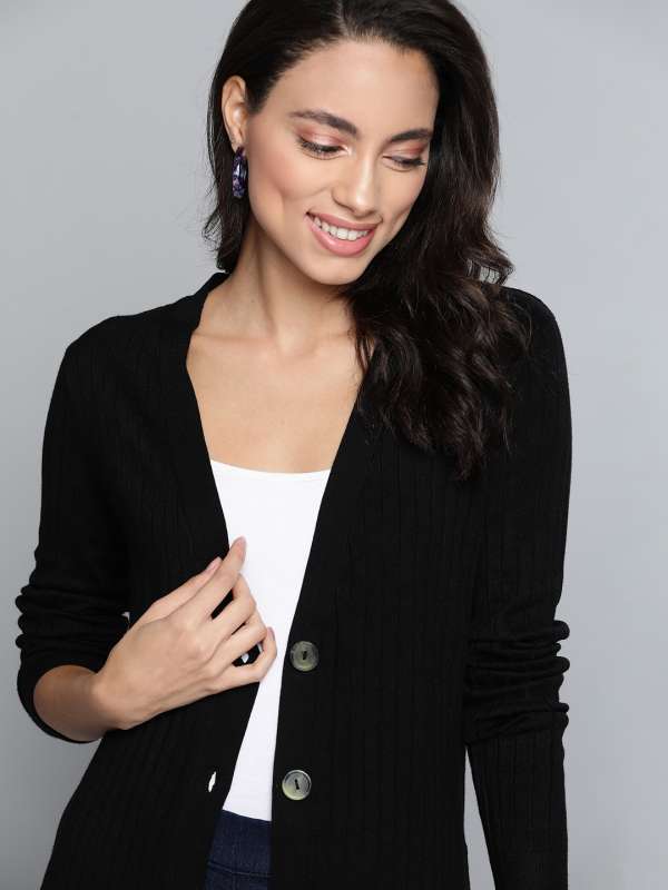 Black button down cardigan sweater