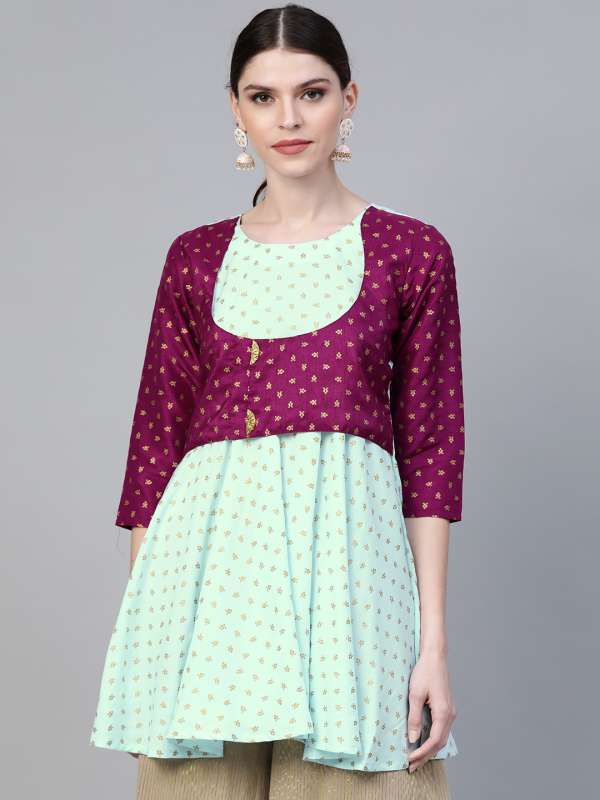 Myntra double layer on sale kurti