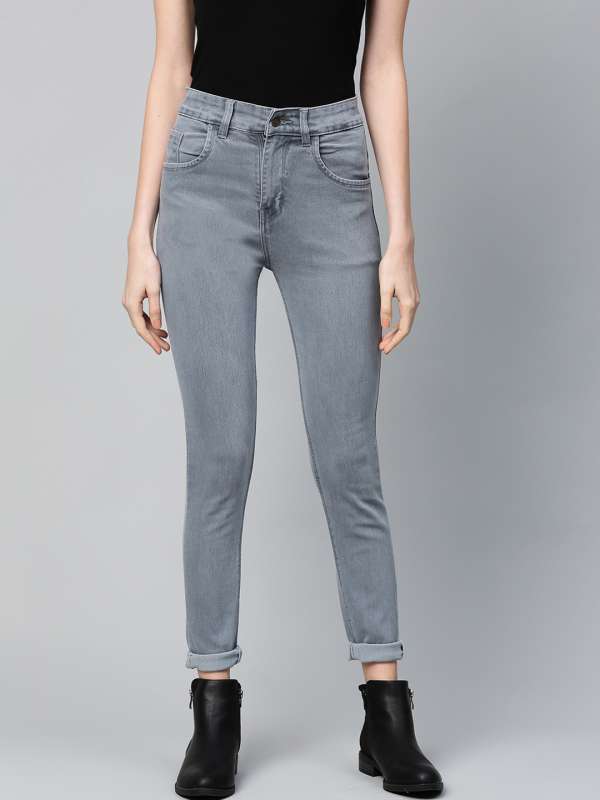 grey colour jeans girl