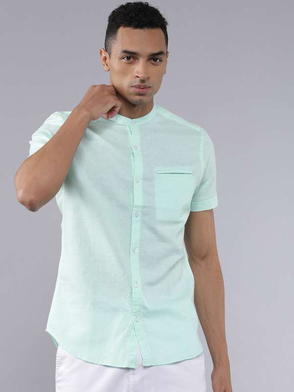 Highlander Sea Green Solid Slim Fit 