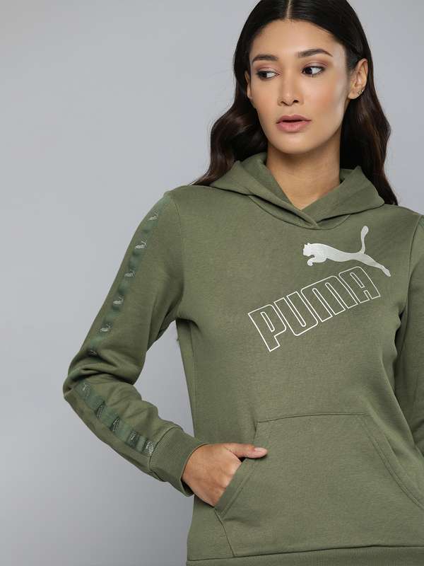 Olive green puma sweatshirt - lanshao.net