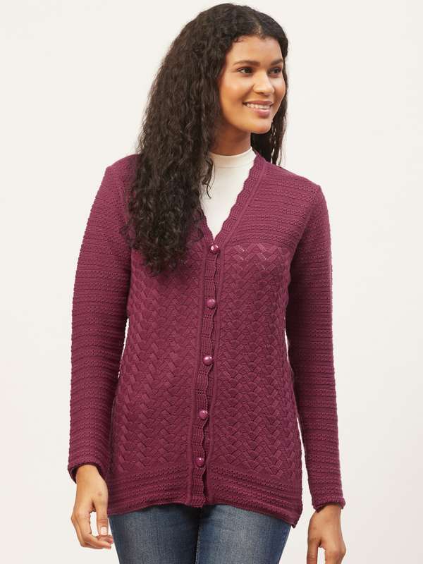 wine coloured cardigan
