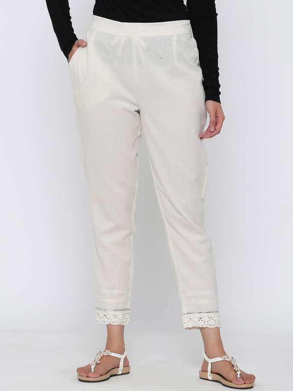 Buy W Blue Embroidered Pants for Women Online @ Tata CLiQ