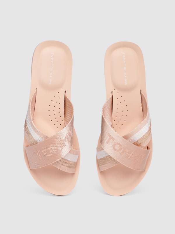 tommy hilfiger rose gold sliders