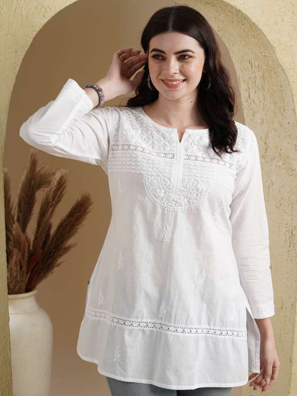 White kurtis online online myntra