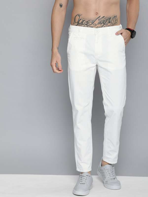 Men Slim Fit White Lycra Blend Trousers Price in India Full Specifications   Offers  DTashioncom