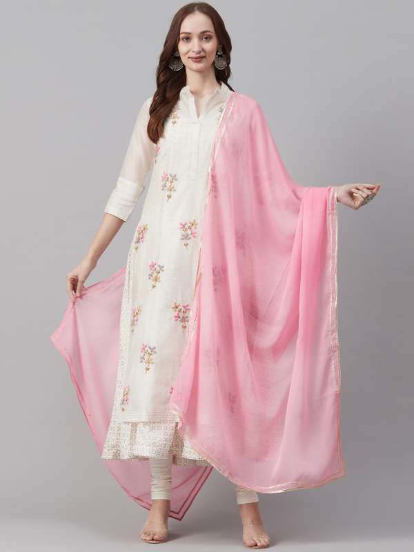 White and pink churidar best sale