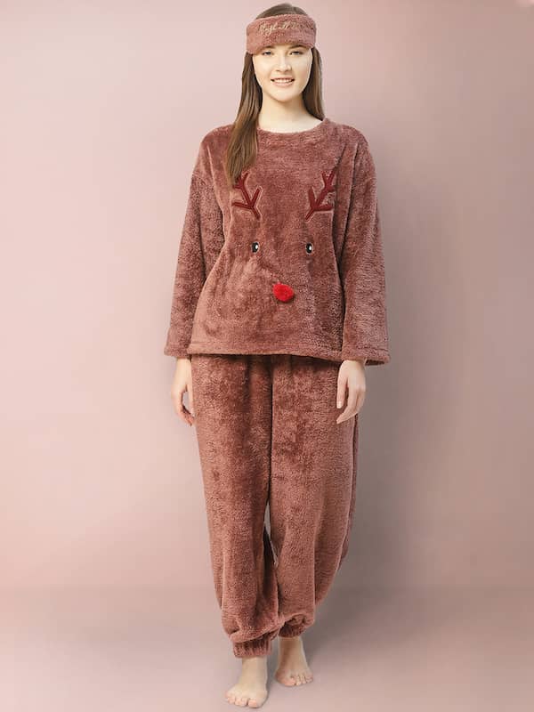 Buy Noty Women's Night Suit Fleece Fabric Woolen/Winter (Pine, Large)  Online at Best Prices in India - JioMart.