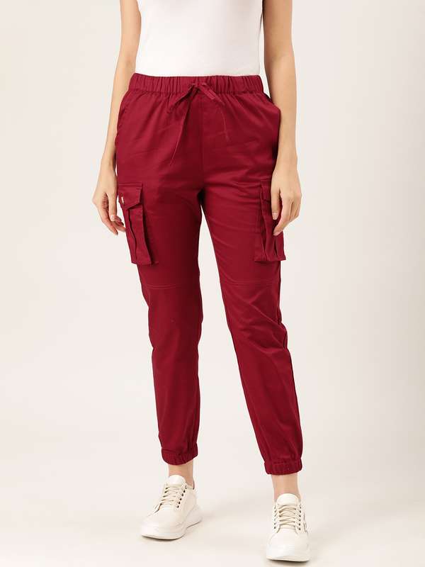 red cargo joggers womens