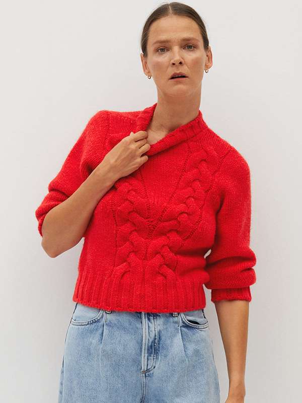 mango red cardigan