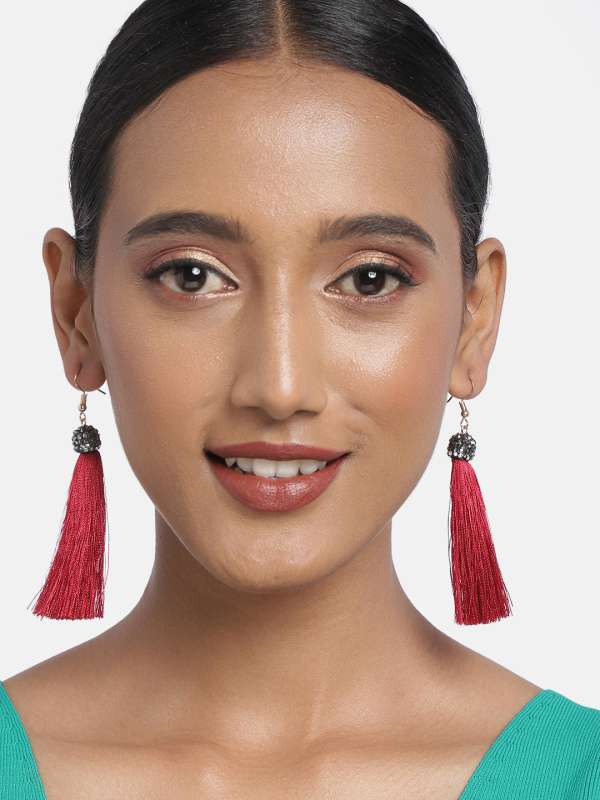 Buy Coral and Neon Pink Jhoomer Earrings by HOUSE OF TUHINA at Ogaan Online  Shopping Site