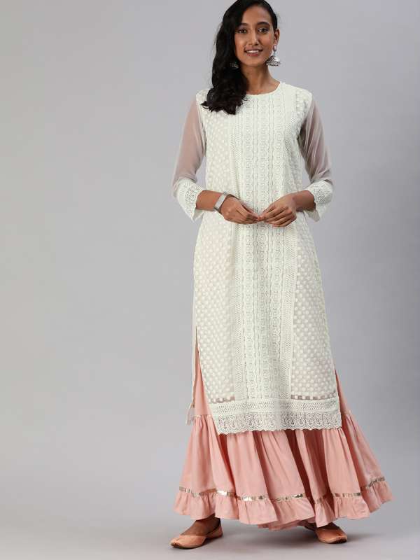 myntra chikankari kurtas