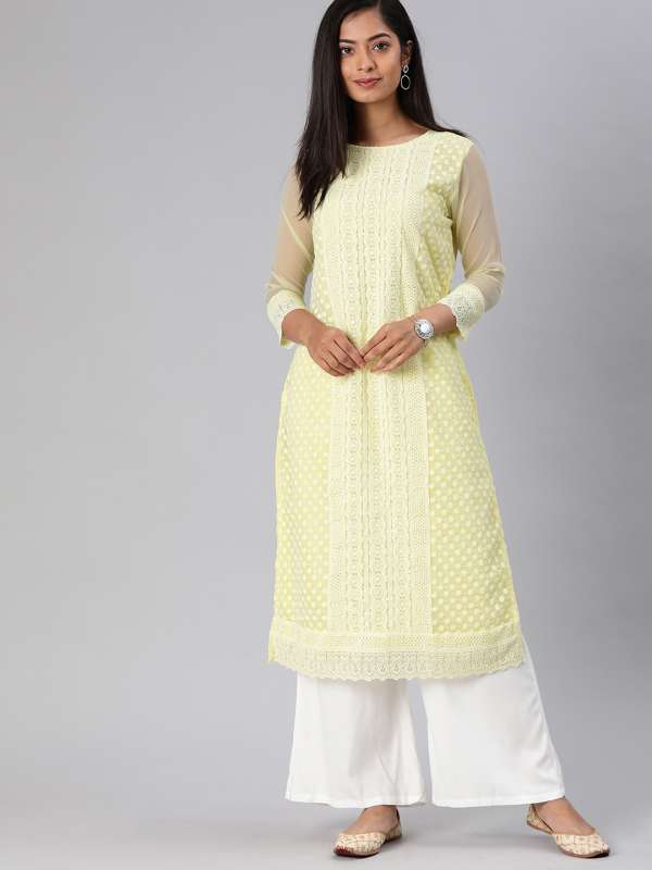 myntra chikankari kurtas