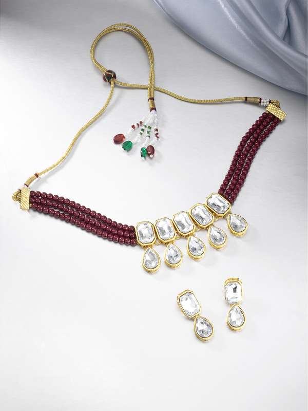 Women Maroon Jewellery Set Buy Women Maroon Jewellery Set online