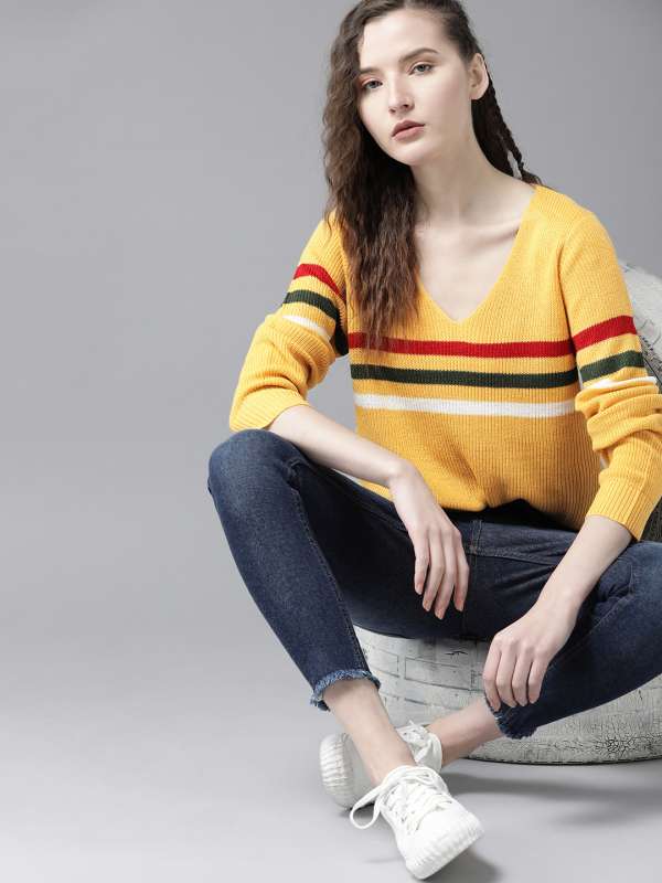 Yellow striped best sale sweater