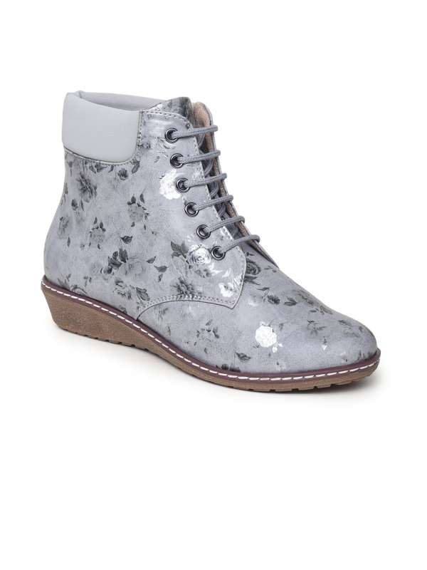 Grey high top top boots