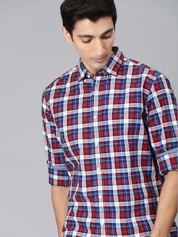 tommy hilfiger green check shirt