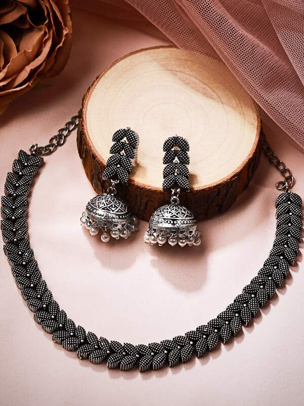 Oxidized Silver Stylish Designer Party Wear Jhumka Earrings Alloy  Jhumka Earring