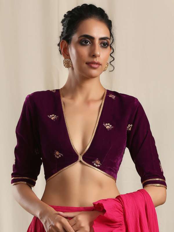 V Neck Saree Blouse - Buy V Neck Saree Blouse online in India