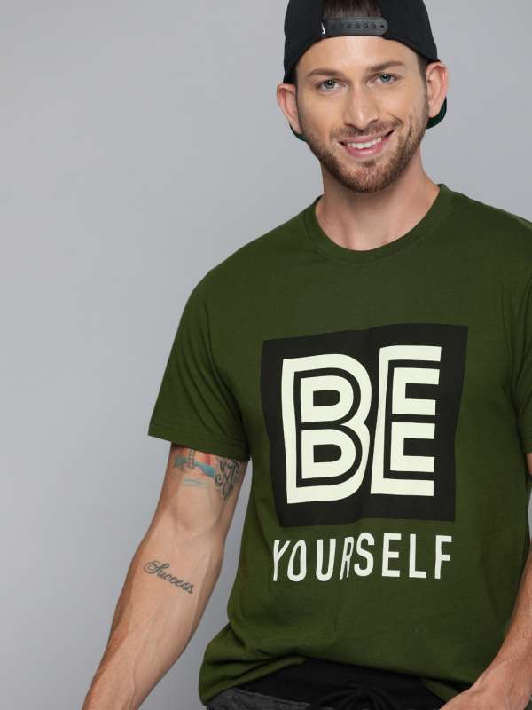 Olive green t shirt myntra on sale