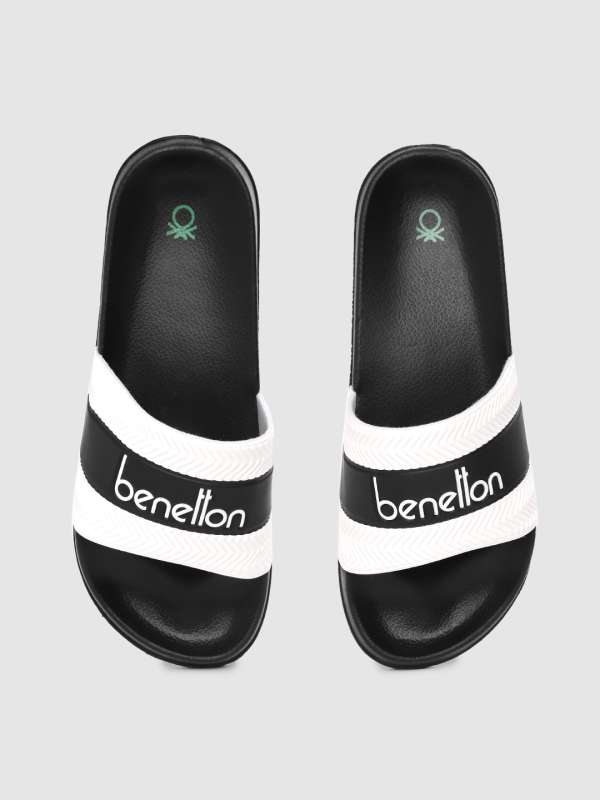 benetton slippers black