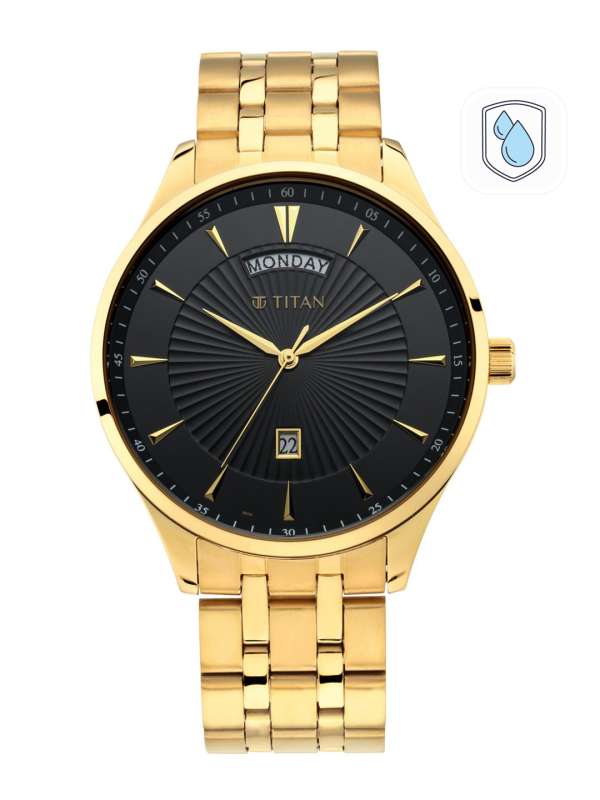 Titan watch black and gold hot sale