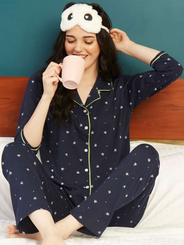 Printed velvet night suit shop