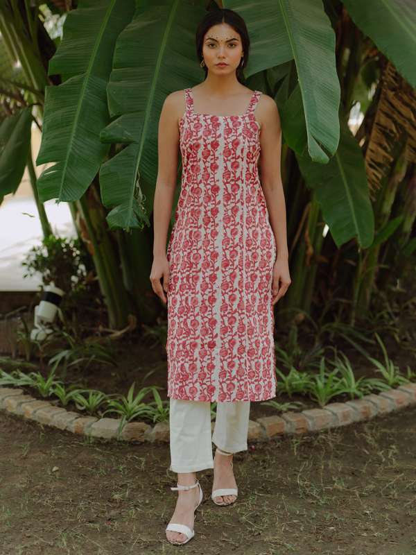 Straight Long Kurti with Pant Set for Women and Girls Flower Print Rayon  Nyra Cut Kurti