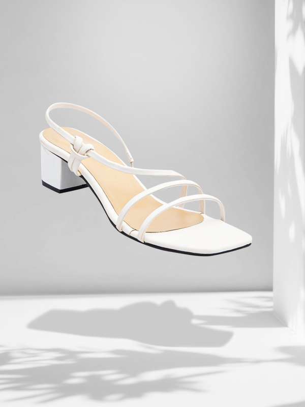 MANGO White Solid Leather Block Heels Price In India Full 60 OFF