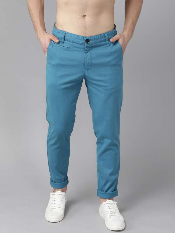 Turquoise Blue Men Trousers  Buy Turquoise Blue Men Trousers online in  India