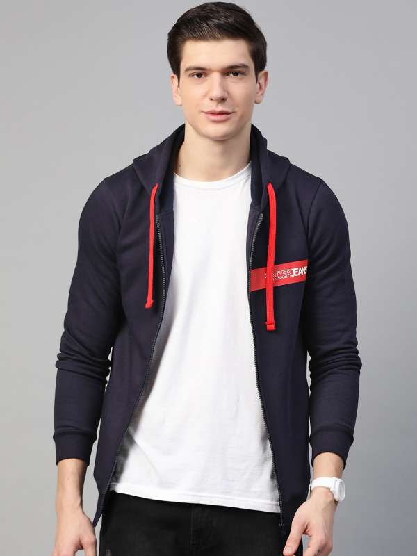 Navy Blue Men Sweatshirts Hooded Spykar Buy Navy Blue Men