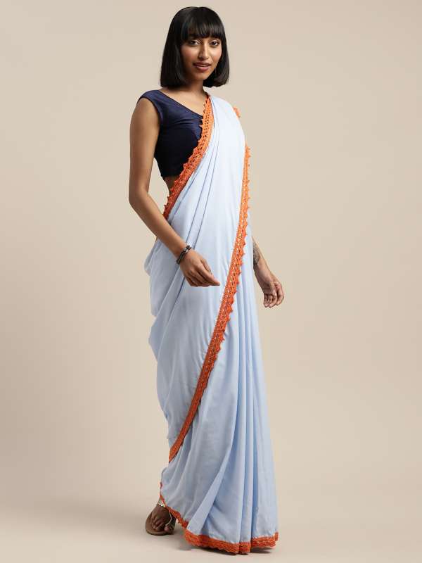 Myntra blue saree deals