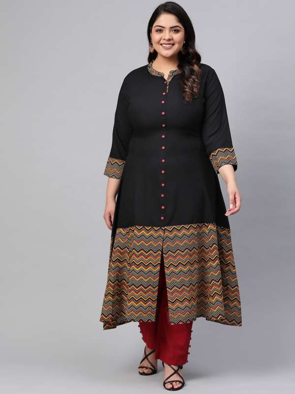 YASH GALLERY Women's Plus Size Cotton Kantha Short Kurti (Black) – Yash  Gallery
