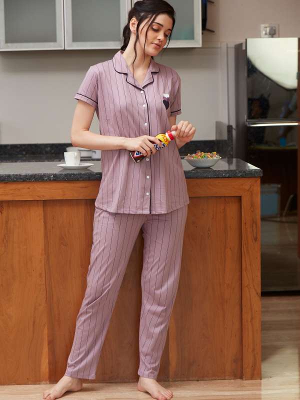 Striped night suit for ladies top