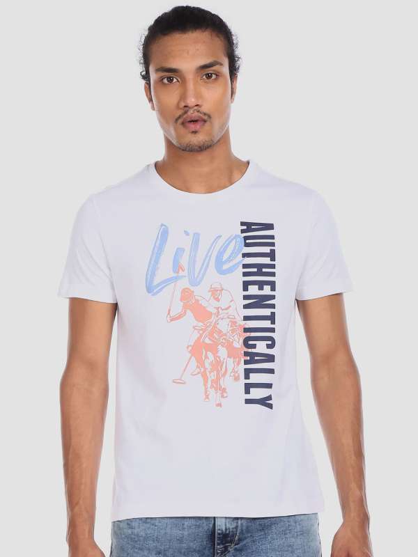 Denim shirt and sales white t shirt