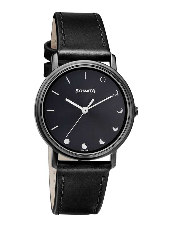 Sonata Black White Leather Analogue Watch Buy Sonata Black White