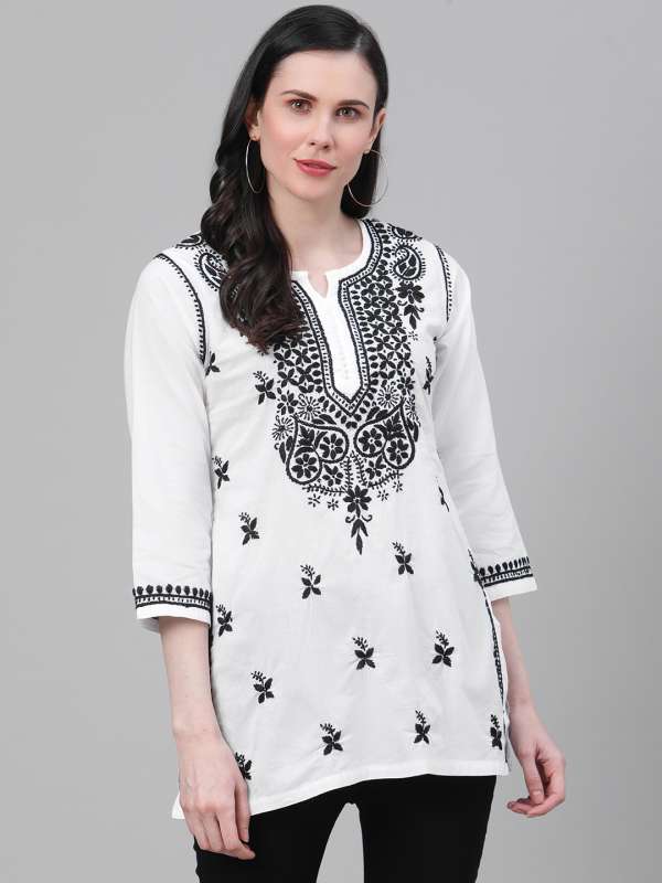 Iti Women White Embroidered Kurtis Buy Iti Women White